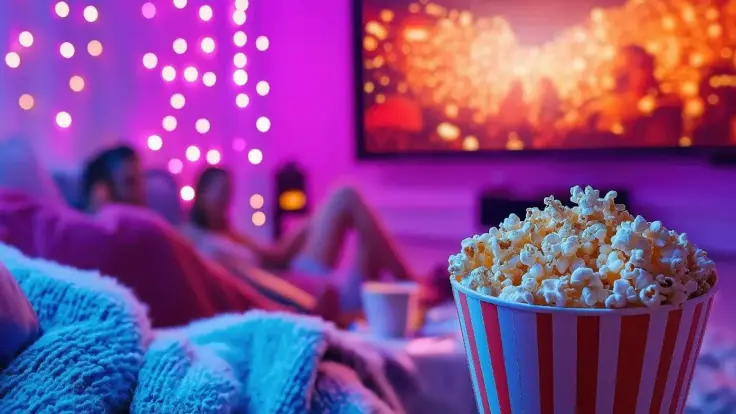 Filmabend auf großem Bildschirm